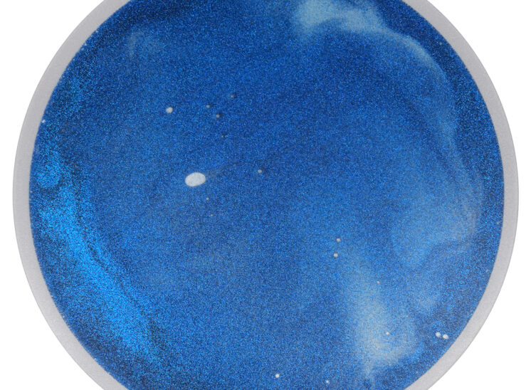 Playlearn product interactive glittering blue pressure sensitive squishy tile, round