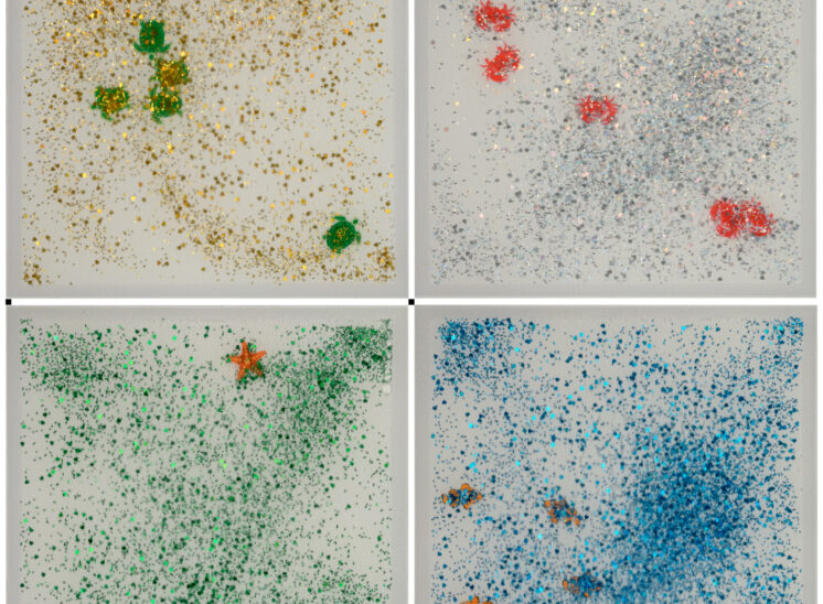 Playlearn product, interactive pressure-sensitive glittery floor tile with sea life